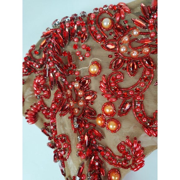 Sherri Hill Red Beaded Bandage Formal Cocktail Holiday Party Homecoming Dress 8 - Picture 5 of 11